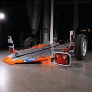 Remorque porte-moto abaissable et pliable orange 600kg Cochet