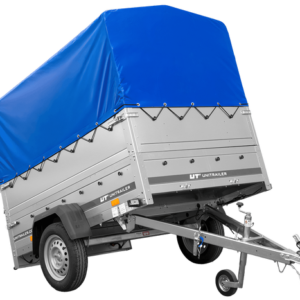 Remorque 1 essieu 200x125 UNITRAILER GARDEN 201 KIPP avec ridelles supplémentaires, châssis H-800 et bâche bleue