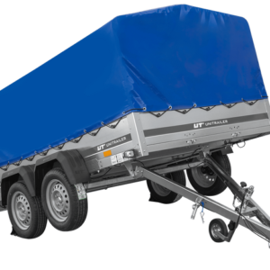 Remorque à deux essieux 264x150 UNITRAILER GARDEN 265/2 KIPP avec châssis H-800 et bâche bleue
