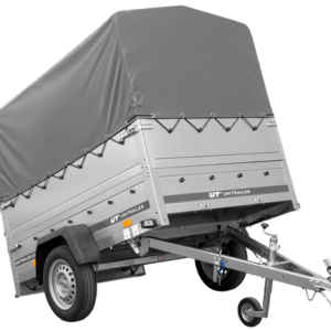 Remorque de voiture 200x125 UNITRAILER GARDEN 201 KIPP avec ridelles BIS, châssis H-800 et bâche grise