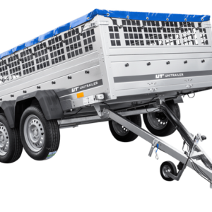 Remorque légère 264x150 UNITRAILER GARDEN 265/2 KIPP avec côtés en filet, châssis H-0 et bâche bleue