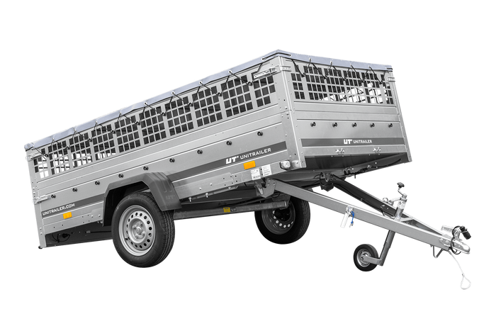 Remorque légère 264x150 UNITRAILER GARDEN 265 KIPP avec ridelles grillagées, châssis H-0 et bâche grise