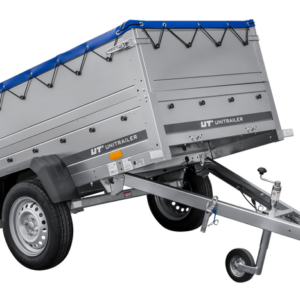 Remorque porte-voitures 200x106 UNITRAILER GARDEN 200 KIPP avec ridelles BIS, châssis H-0 et bâche bleue