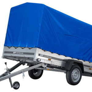 Remorque voiture 264x125 UNITRAILER GARDEN 264 KIPP avec châssis H-1100 et bâche bleue